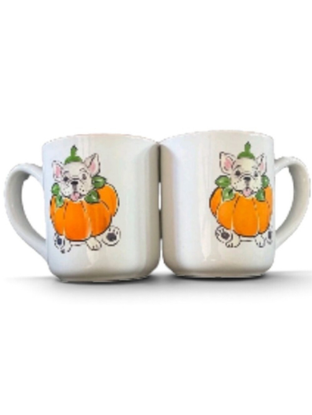 Sheffield French Bulldog TRICK OR TREAT Halloween Coffee Tea Mug Cup Set of 2